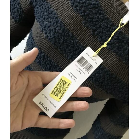 BCBGeneration XS Textured Striped Crew Neck Sweater NWT - Picture 6 of 6